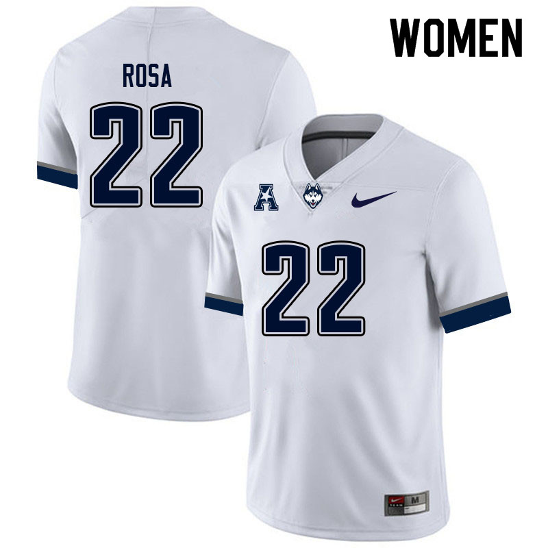 Women #22 Victor Rosa Uconn Huskies College Football Jerseys Sale-White